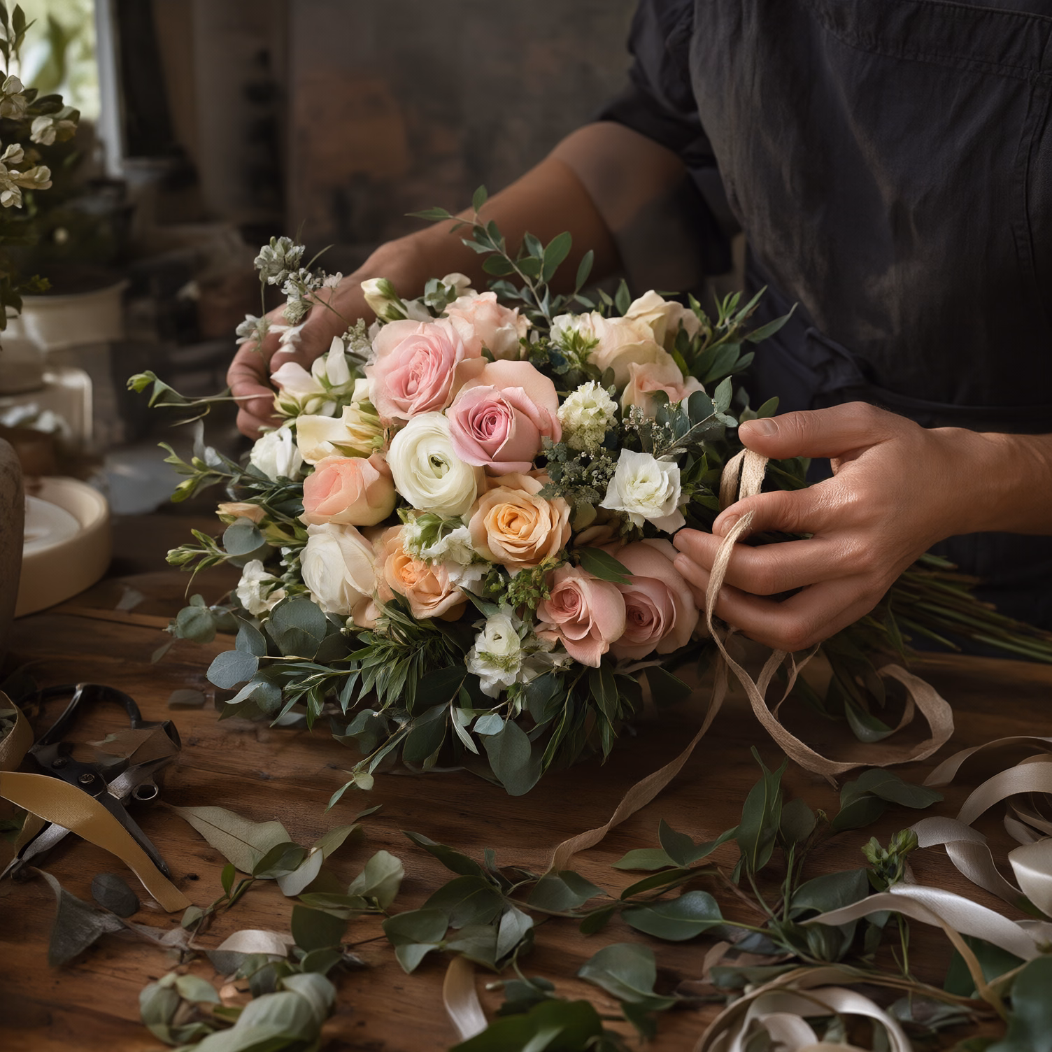 Il banco di lavoro del nostro atelier floreale